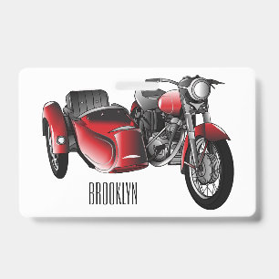 Crachá Ilustração de desenho animado de motocicleta com s