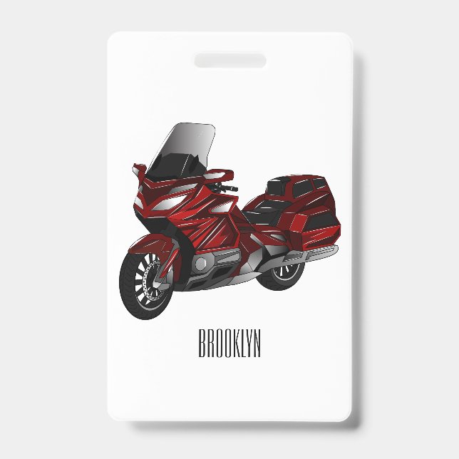 Crachá Ilustração de desenho animado de motocicleta de tu (Frente)