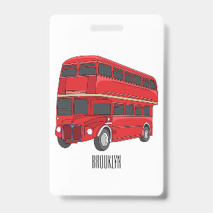 Crachá ilustração de desenho animado de ônibus de dois an