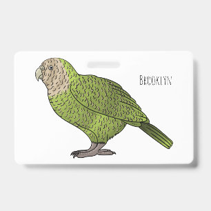 Crachá ilustração de desenho animado de pássaro Kakapo