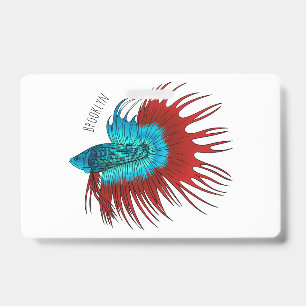 Crachá ilustração de desenho animado de peixe betta cauda