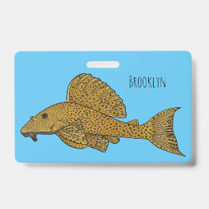 Crachá ilustração de desenho animado de peixe Pleco