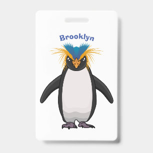 Crachá Ilustração de desenho animado de pinguim macarrão