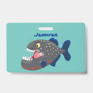 Crachá Ilustração de desenho animado de piranha engraçado
