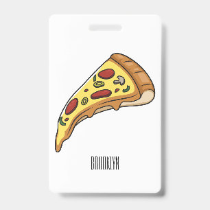 Crachá Ilustração de desenho animado de pizza