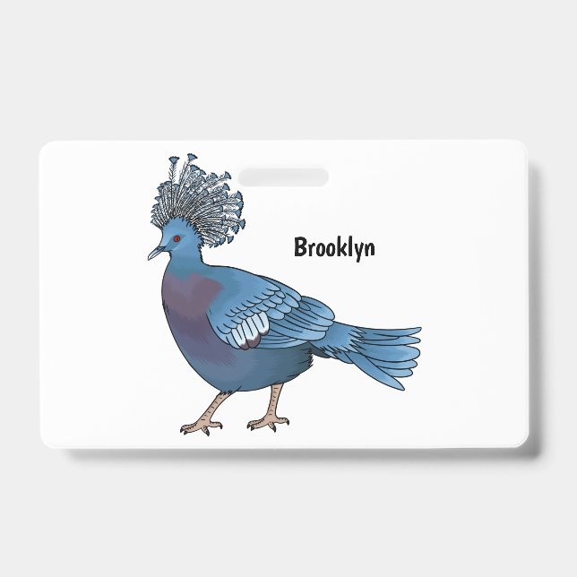 Crachá ilustração de desenho animado de pombo coroado de  (Frente)