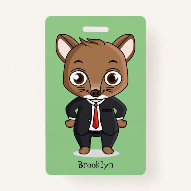 Crachá Ilustração de desenho animado de rato bonito (Frente)