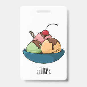 Crachá Ilustração de desenho animado de sorvete