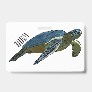 Crachá ilustração de desenho animado de tartaruga marinha