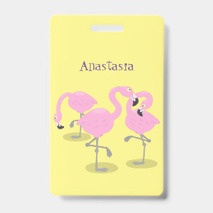 Crachá Ilustração de desenho animado de trio de flamingos