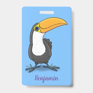 Crachá Ilustração de desenho animado de tucano fofo feliz