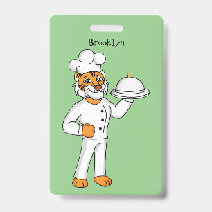 Crachá Ilustração de desenho animado de um chef de tigre
