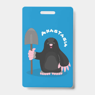Crachá Ilustração de desenho animado de uma toupeira feli