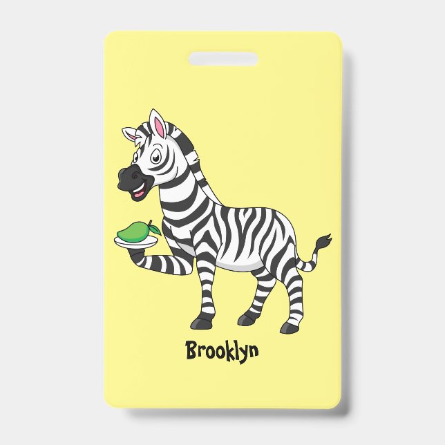 Crachá Ilustração de desenho animado de zebra engraçada (Frente)