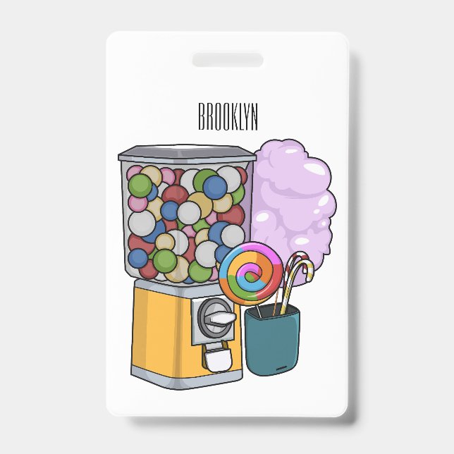 Crachá Ilustração de desenho animado doce (Frente)