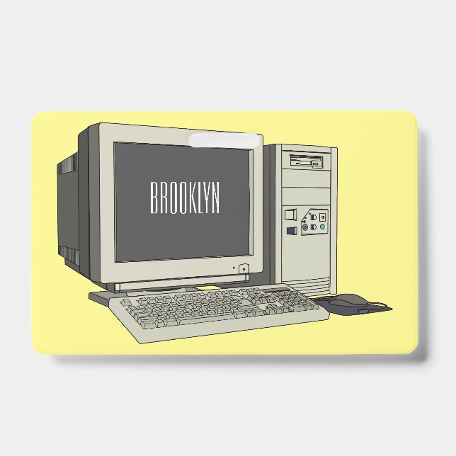 Crachá Ilustração de desenho animado em computador (Frente)