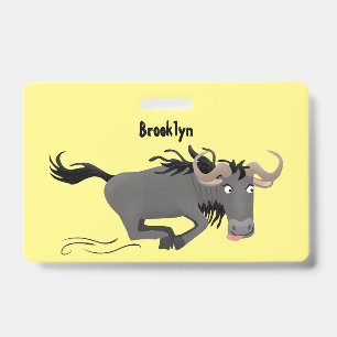 Crachá Ilustração de desenho animado engraçado de um gnu 