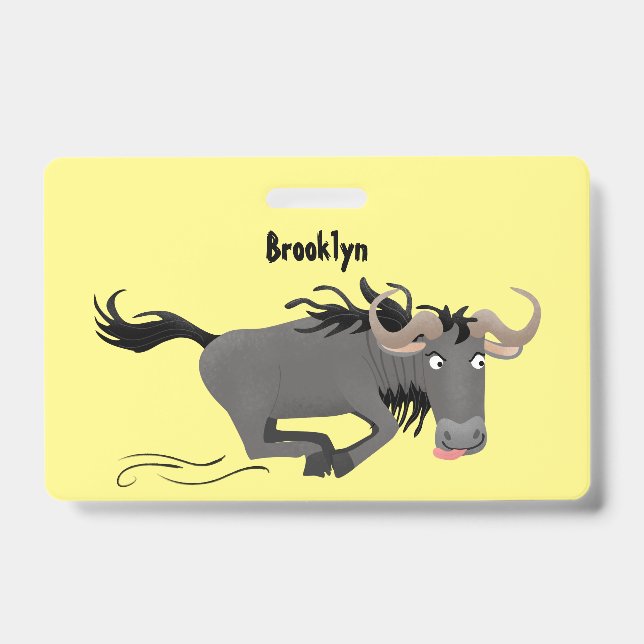 Crachá Ilustração de desenho animado engraçado de um gnu  (Frente)