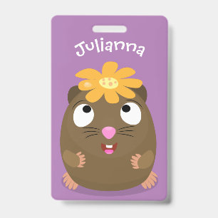 Crachá Ilustração de desenho animado feliz de porquinho-d