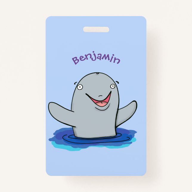 Crachá Ilustração de desenho animado feliz e adorável (Frente)