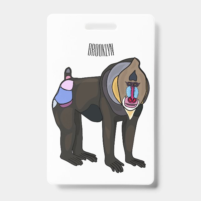 Crachá Ilustração de desenho animado Mandrill (Frente)