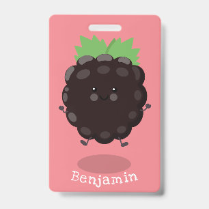 Crachá Ilustração de desenho animado roxo amora preta fof