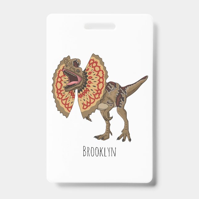 Crachá ilustração de desenho do Dilophosaurus  (Frente)
