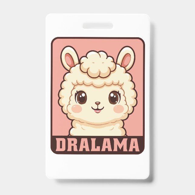 Crachá Ilustração de lhama fofa design (Frente)
