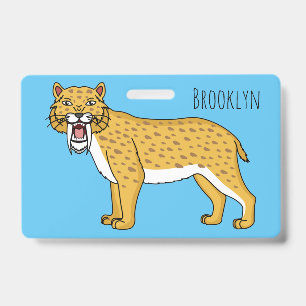 Crachá Ilustração de tigre com dentes de Saber