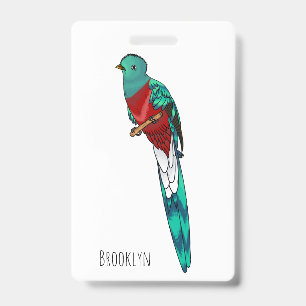 Crachá Ilustração quetzal de desenho animado de ave respo