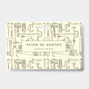Crachá Ilustrações de Ferramentas Antigas para Carpinteir