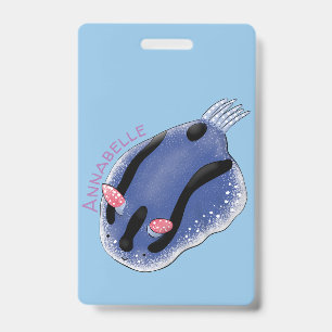 Crachá Imagem de desenho animado azul-nudibranch bonito