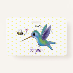Crachá Imagem de desenho animado de bee hummingbird