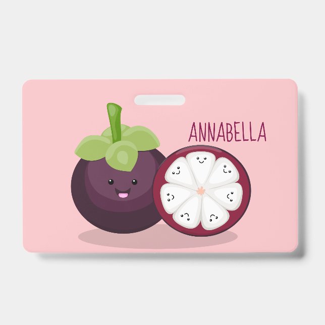 Crachá Imagem de desenho animado roxo e bonito (Frente)