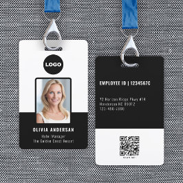Crachá Imagem do Funcionário Negro ID Qr Código Segurança