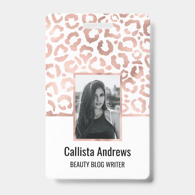 Crachá Impressão Animal Leopard Cheetah, Rosa Chic (Frente)