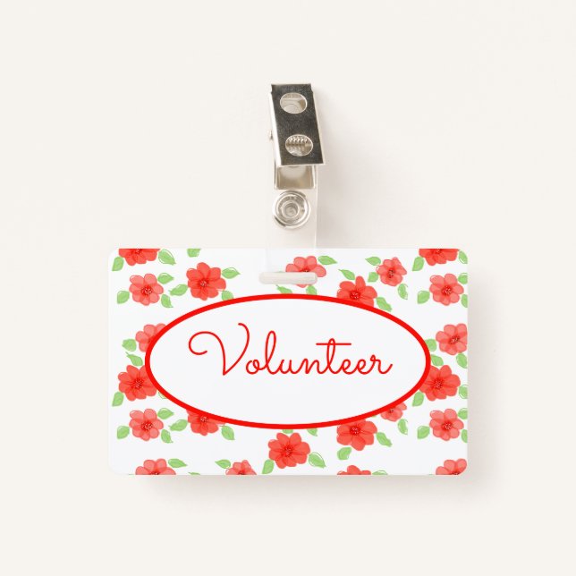 Crachá Impressão com flores (Frente com Clipe)