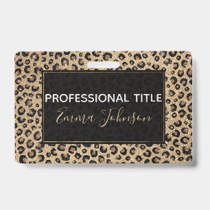 Crachá Impressão de Leopardo Negro brilhante Dourado Ele
