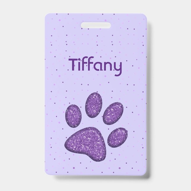 Crachá impressão de pata de gato - roxo - (Frente)
