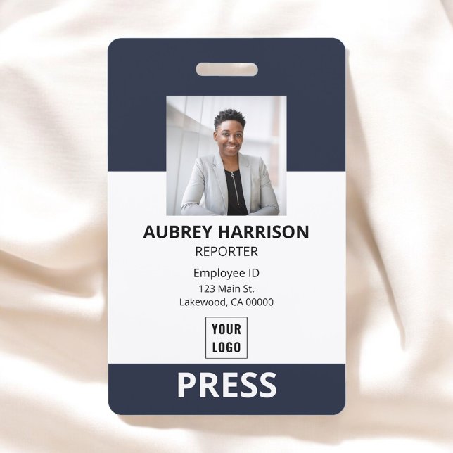 Crachá Imprimir ID de Foto Corporativa Simples (Criador carregado)
