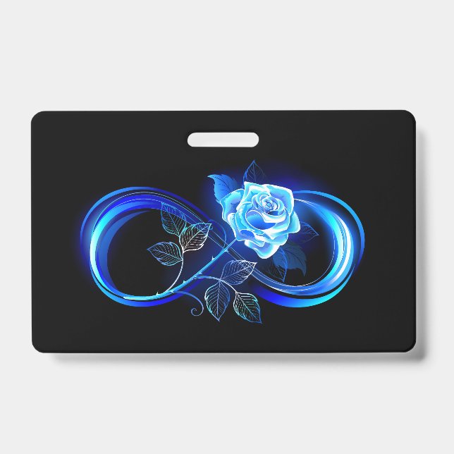 Crachá Infinidade brilhante com rosa azul (Frente)