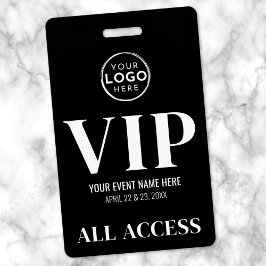 Crachá Ingresso de Acesso Total Evento VIP Logotipo Preto