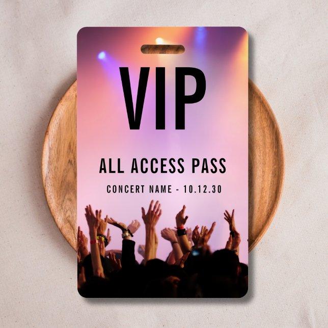 Crachá Ingresso de Acesso Total VIP Personalizado para Ev (Criador carregado)