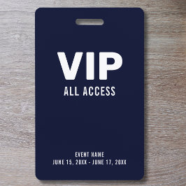 Crachá Ingresso de Acesso Total VIP Simples ID do Evento