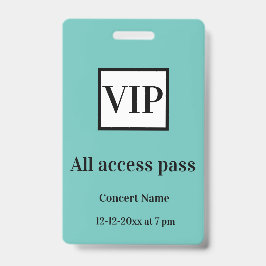 Crachá ingresso de acesso total vip simples nome do show