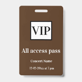Crachá ingresso de acesso total vip simples nome do show