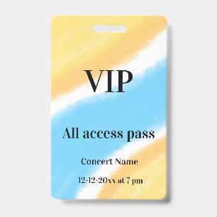 Crachá ingresso de acesso total vip simples nome do show