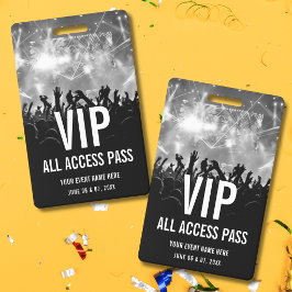 Crachá Ingresso de Show VIP Acesso Total Pass Preto Branc