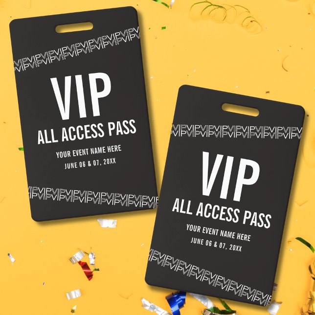 Crachá Ingresso para show Preto Branco VIP Passagem de Ac (Criador carregado)