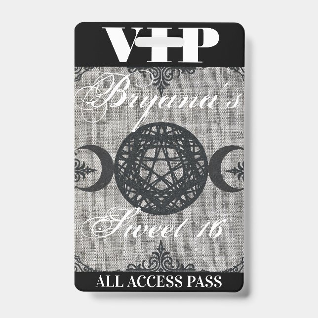 Crachá Ingresso VIP de Aniversário da Deusa Tripla Lua em (Frente)